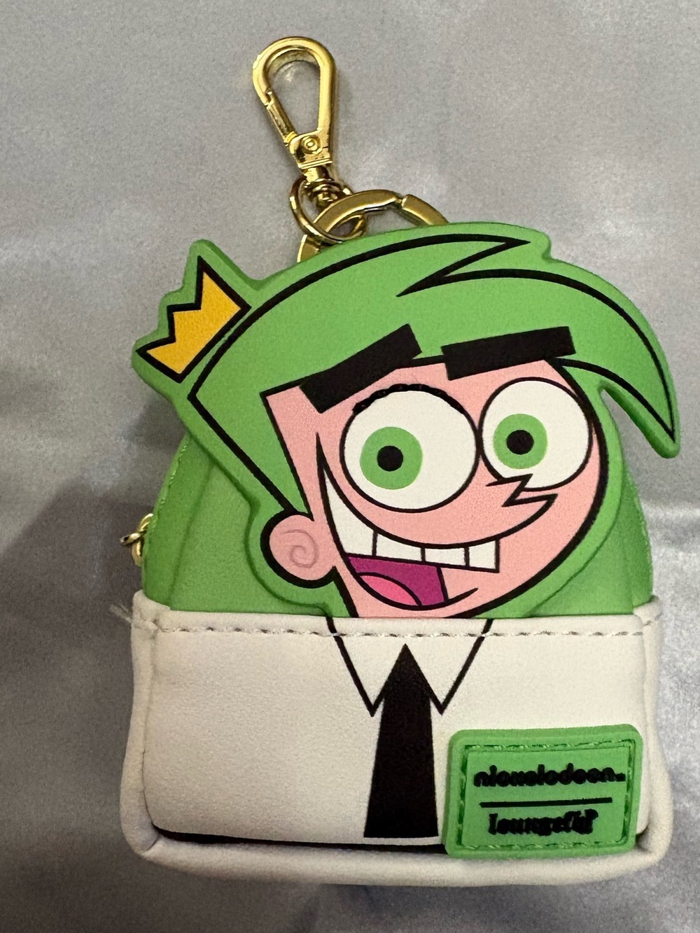 Nickelodeon Cosmo Mini Bag Charm Green and White with Gold Clip